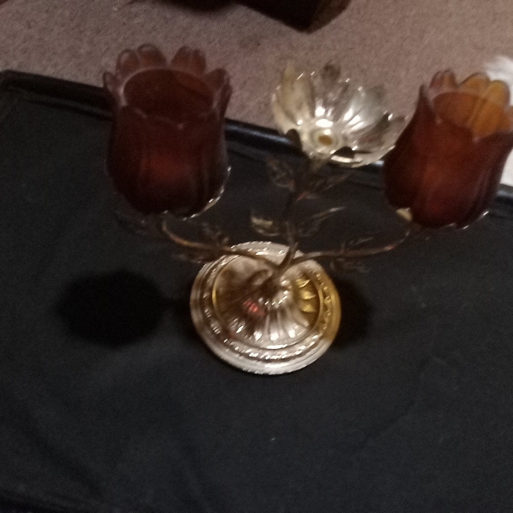 Vintage candle holder centerpiece vase  tree three items